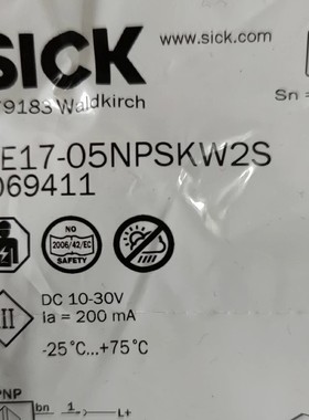 SICK电感式接近传感器IQE17-05NPSKW2S 1069411西克德国库存现货
