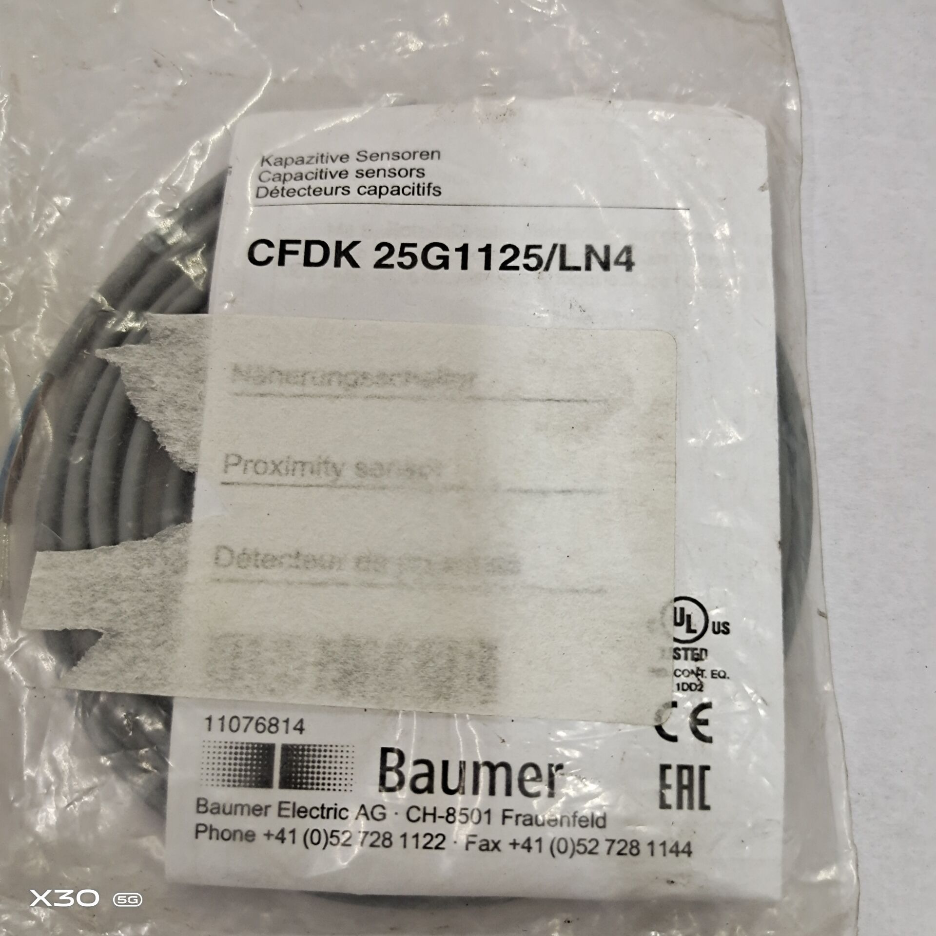 询价堡盟 CFDK 25G1125/LN4德国原装瑞士进口Baumer传感器 堡盟全