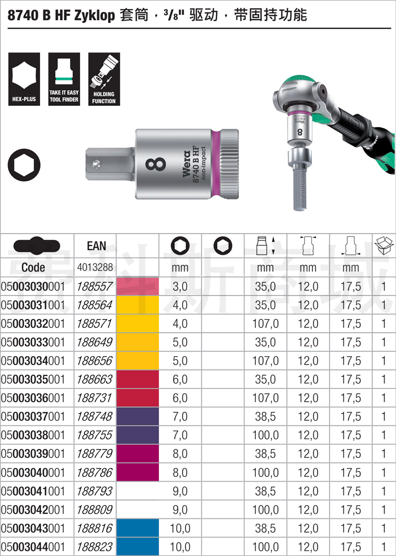 德国维拉英寸内六角批头