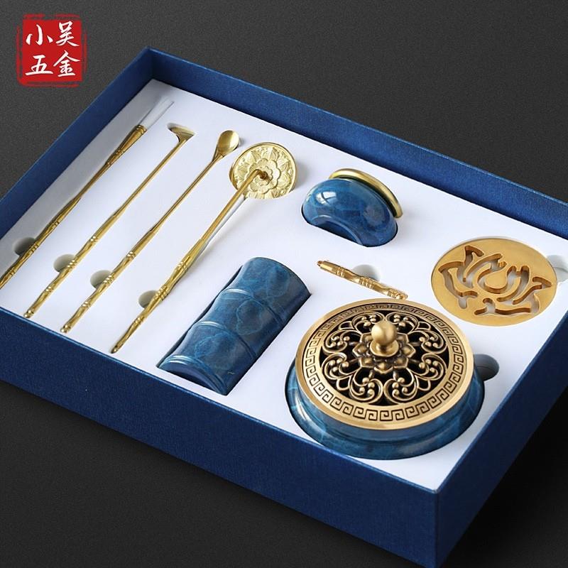 上新烧蓝香道套装工具用品 纯铜打香篆 香拓香印工具模具铜香炉香