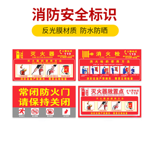 灭火器消火栓使用方法说明标识牌安全标识提示标示牌贴纸常闭防火