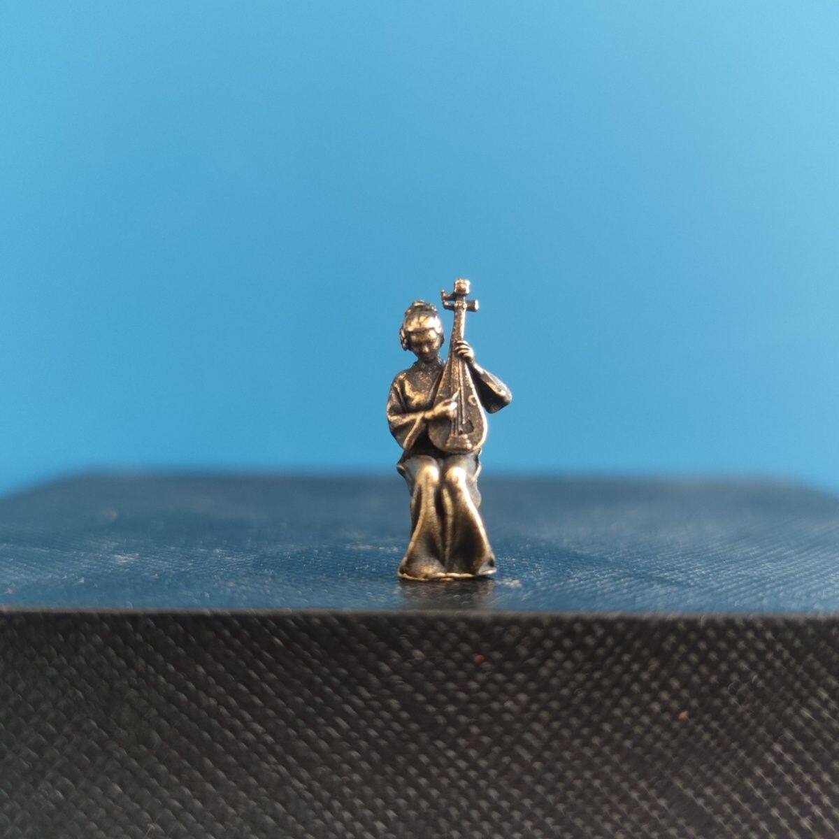 黄铜精品古风虞姬弹琵琶美女小摆件奇石盆景鱼缸微景观造景装饰模