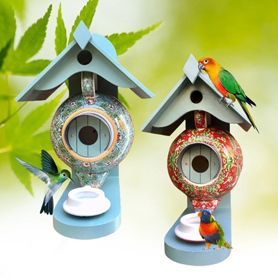 外贸爆款威廉莫里斯青色茶壶鸟屋和喂食器 Bird House andFeeder