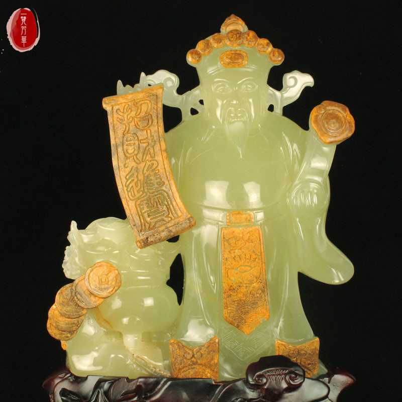 天然玉石财神小摆件客厅