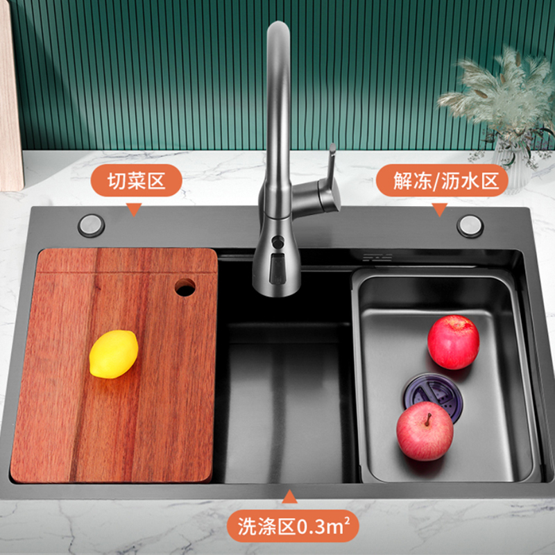 枪灰色纳米不锈钢水槽洗