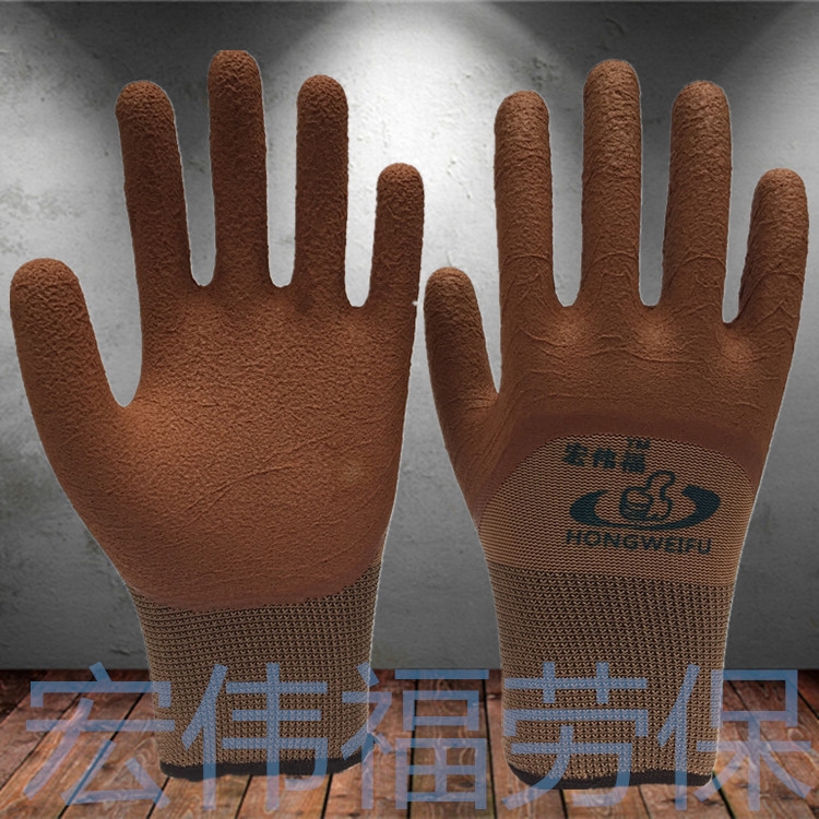 加强五指劳保手套乳胶发