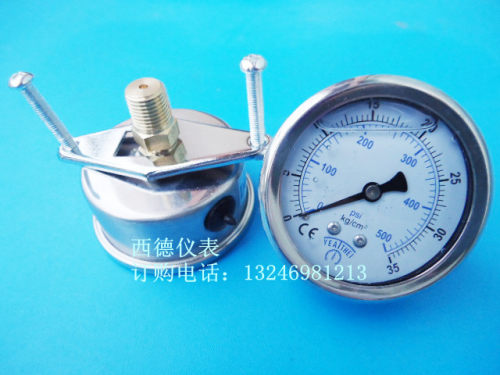背式带支架充油压力表防