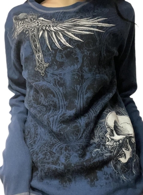 Harajuku Fake Two-Piece Women T-Shirts Gothic Grunge Loose