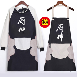 围裙厨神家用厨房大厨罩衣长袖餐饮厨师专用日式防水定制logo印字