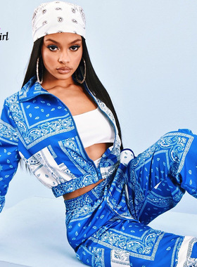 Bandana Print Two 2 Piece Set Women Sweatshirt+Jogger Pants