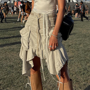 High Waist Woven Skirt Cool and Handsome Work Dress Girl