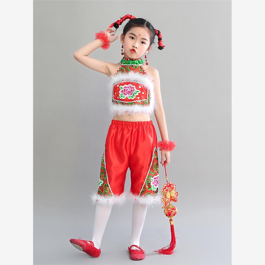 妞妞看戏演出服儿童喜庆