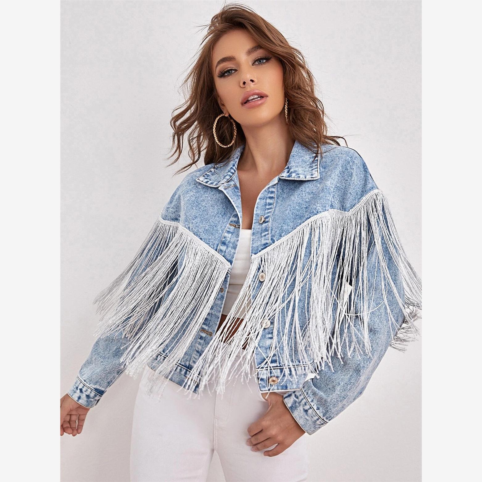 20欧美牛仔夹克时尚流苏