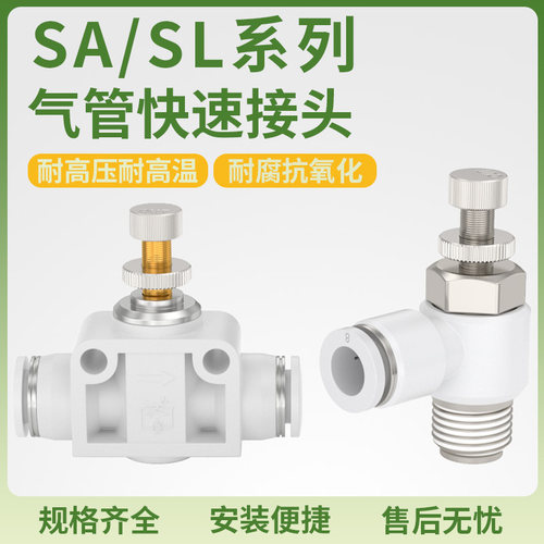 SL801-02节流阀气管快速接头气缸调节阀手动开关阀气体流量控制阀