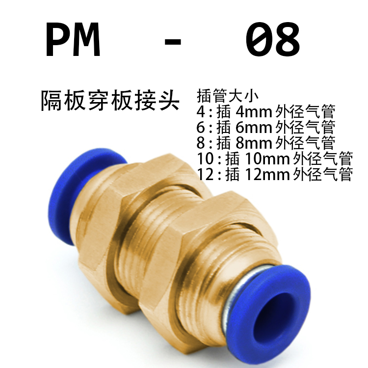 气动快速插接头螺纹直通
