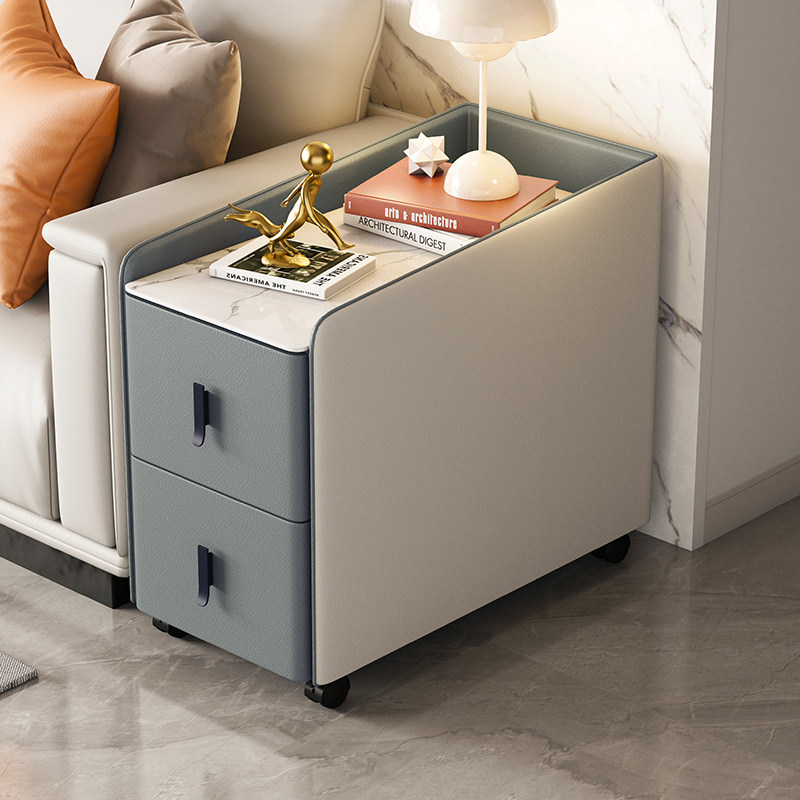 轻奢高端沙发边几柜茶水柜简约实木多功能带蓝牙音响USB智能边柜