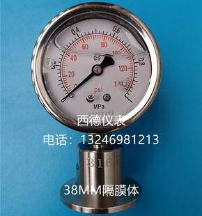 卡盘直径38MM 60MM直立式 1MPA充油耐震卫生型隔膜压力表 小卡盘