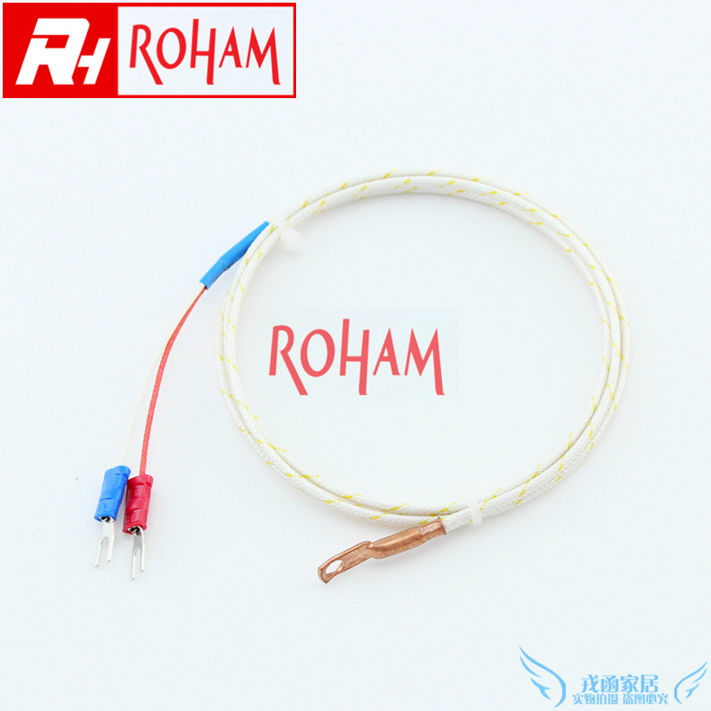 RH热电偶 玻璃纤维线J型4mm垫圈式热电偶垫片式温度探头 绝缘