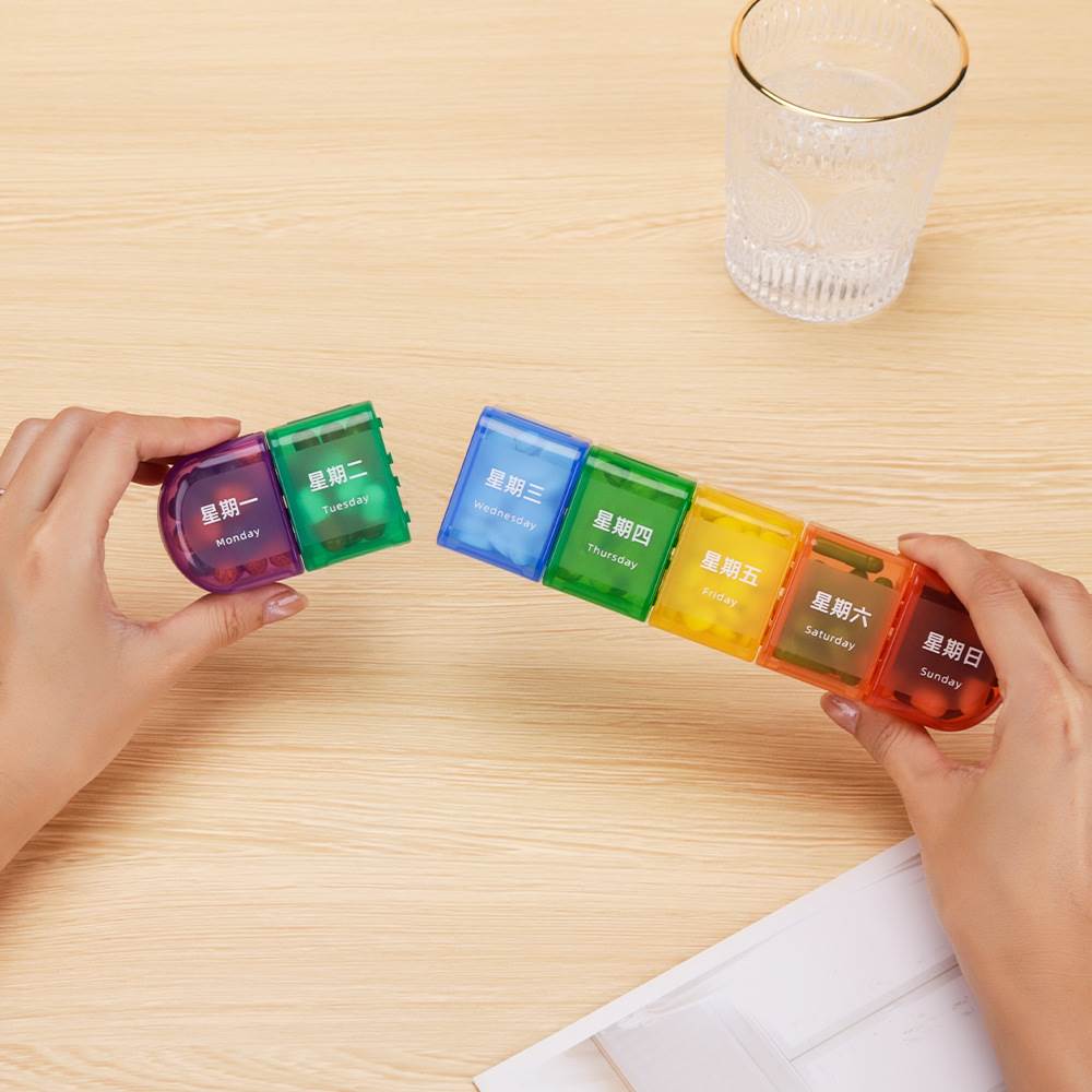 药盒七天可拆卸格彩色一