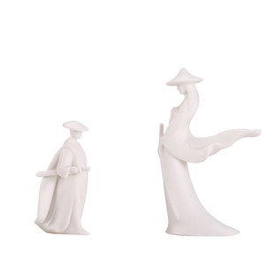 武侠历史人物摆件陶瓷客厅书房禅意装 饰盆景造景桌面茶盘创星之祥