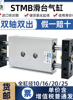 CPC润佳双轴双杆双动型滑台气缸STMB10/16/20/25X25-50-75导向气