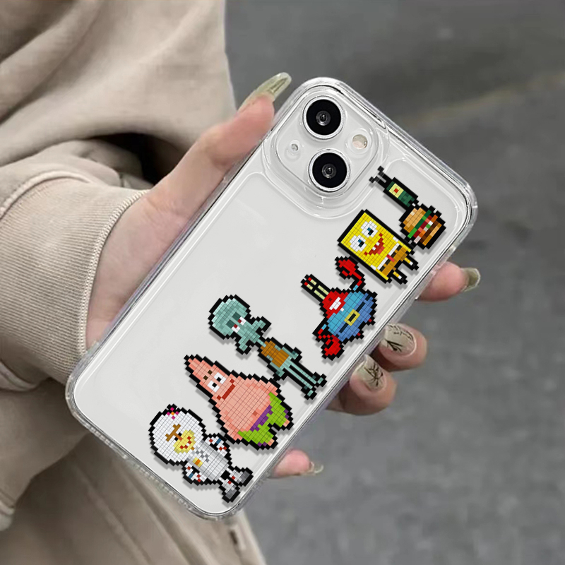 卡通海绵宝宝适用一加ace3手机壳12PRO透明9RT像素风ACE2竞速版11/10PRO可爱1+9r全包新款2V硅胶8t保护软套