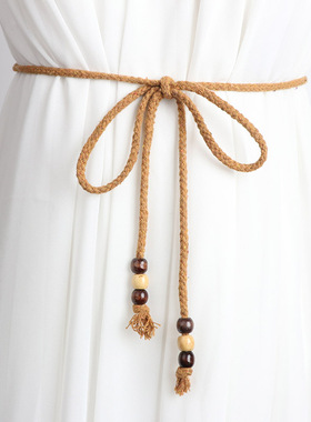 编织细紫色腰带女简约百搭束腰绳连衣裙裙子裙带休闲衬衣飘带裤带