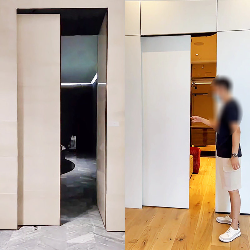 衣帽间内推巴士移门轨道隐形房门双向缓冲推拉平面门滑轨五金配件