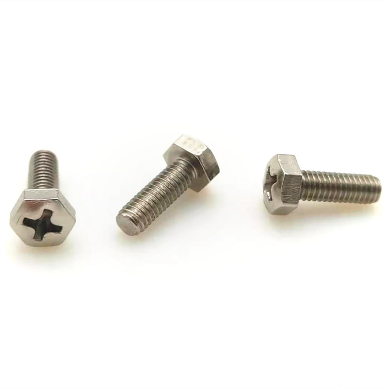 镀镍外六角螺丝钉十字槽