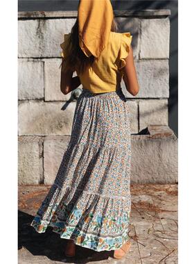 pleated skirt high waist printed casual skirt 百褶高腰印花裙