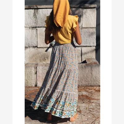 pleated skirt high waist printed casual skirt 百褶高腰印花裙