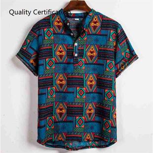 ual Cotton Linen Shirt Men Blouse streetwear