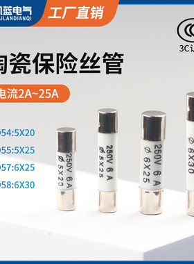 RO55 R054 R058 R057陶瓷保险丝管5X25熔断器熔芯6x30 2A6A10A20A