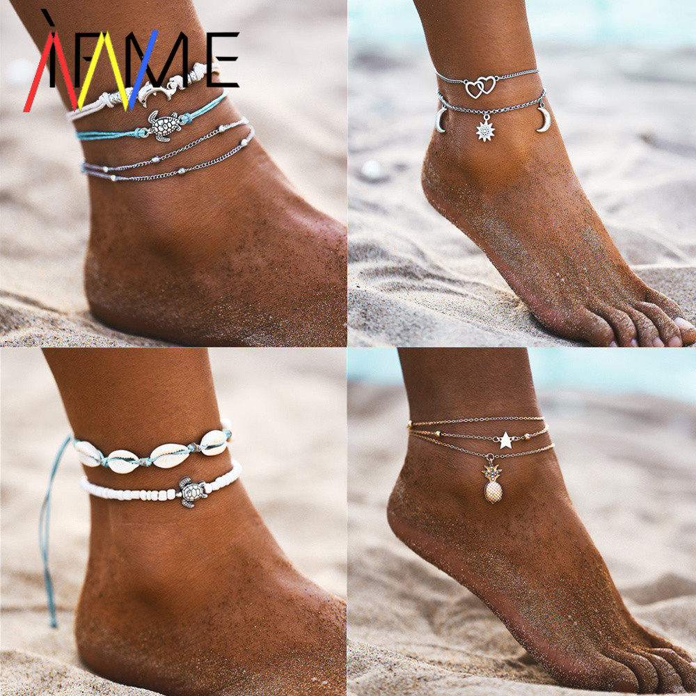 Boho Anklets For Women Moon Vintage Beach Ankle Foot Jewelry