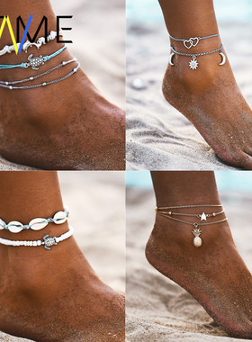 Boho Anklets For Women Moon Vintage Beach Ankle Foot Jewelry