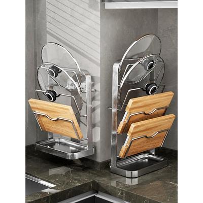 304不锈钢锅盖架免打孔壁挂式厨房置物架多层案板砧板菜板放置架