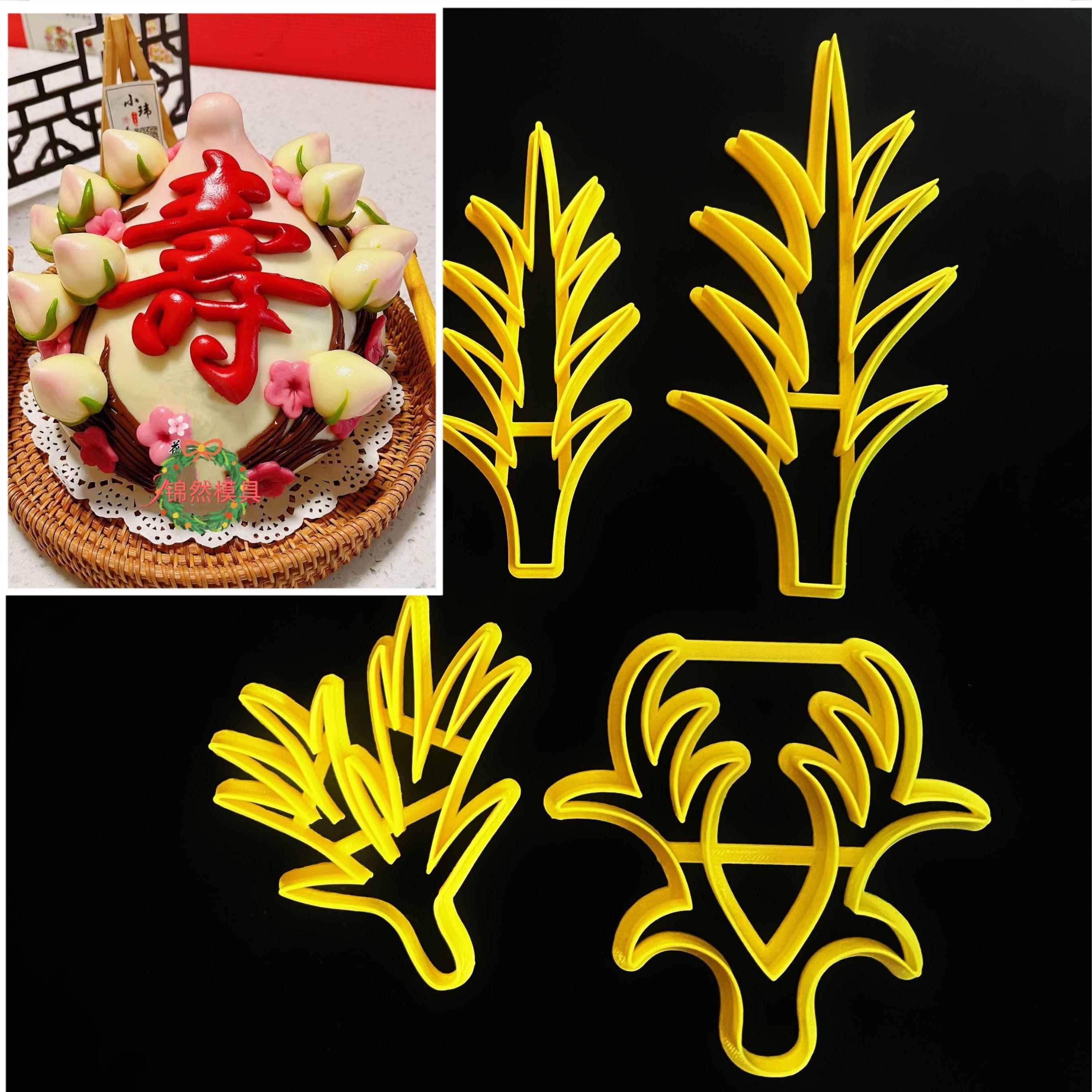 树枝模具做花饽贴皮印曲
