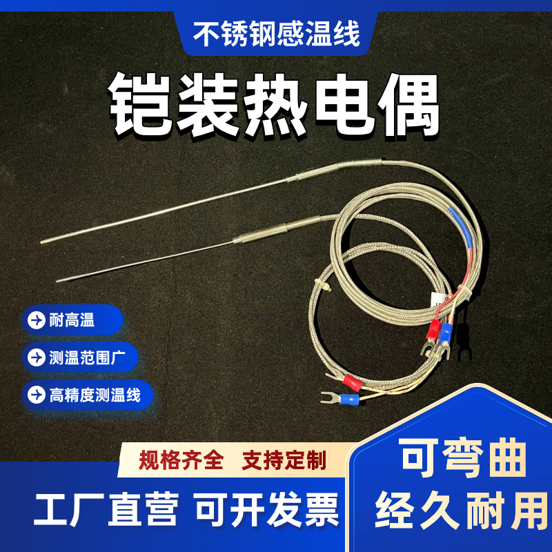 K型铠装热电偶WRNK-191 探针式可弯曲温度传感器 PT100/E/J感温线