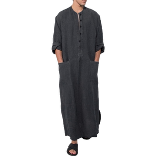 Men Man 寬松長袍襯衫 Robes 男士 Pockets Thobe Islamic Kaftan