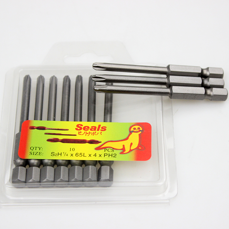 海狮seals十字批头S2电动批咀电批65Lx4PH2螺丝刀起子头6.35mm