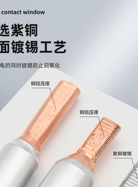 铜铝过渡连接插针DTA-10/16/25空开电表线鼻子 GTLA/GTLC接线端子