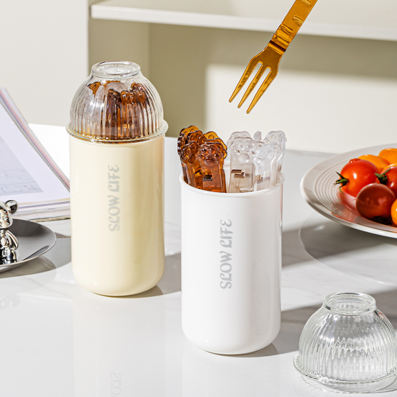 水果叉子收纳罐套装一次