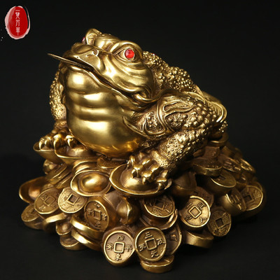 纯铜三足金蟾招财摆件开