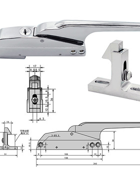 SK1-1250工业机械门锁 锌合金门把手冷冻冷藏设备 烤箱 冷库把手