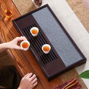 排储两用实木茶盘办公室干泡小茶台带托盘两层家居抽屉式方形茶海