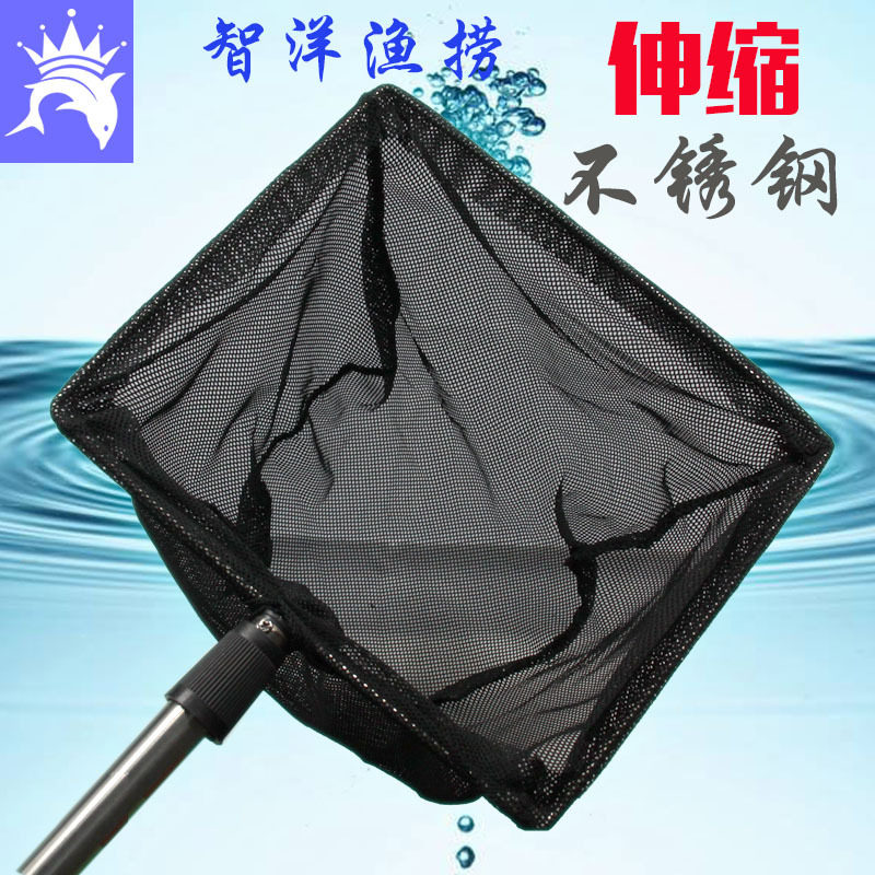 水族渔网锦鲤鱼捞伸缩不锈钢渔捞不锈钢抄网头大鱼捞鱼网可折叠