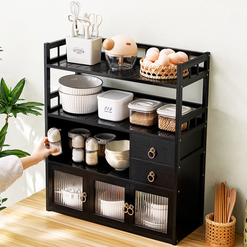 厨房碗柜置物架柜式碗盘收纳架盒碗筷柜子储物柜多功能碗架调料架