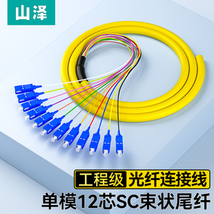 山泽电信级跳线尾纤12芯SC/FC/LC束状尾纤单模光纤OM3多模LC光纤