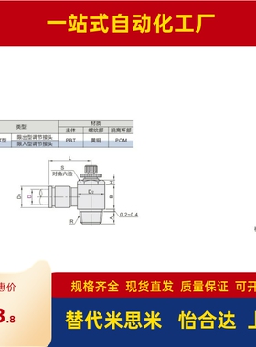 怡合达/调速阀XZL01/02-D4-D6-D8-D10-D12-M3-M5-1-2-3-4-A-B