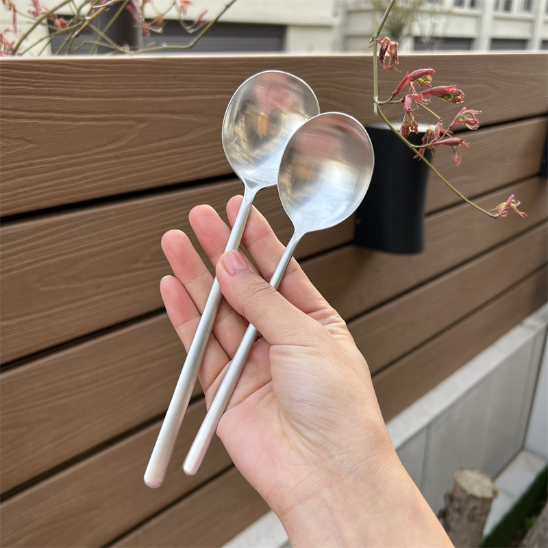 【自留款】18/10不锈钢砂光韩式圆头勺大圆勺喝汤勺吃饭勺子调羹